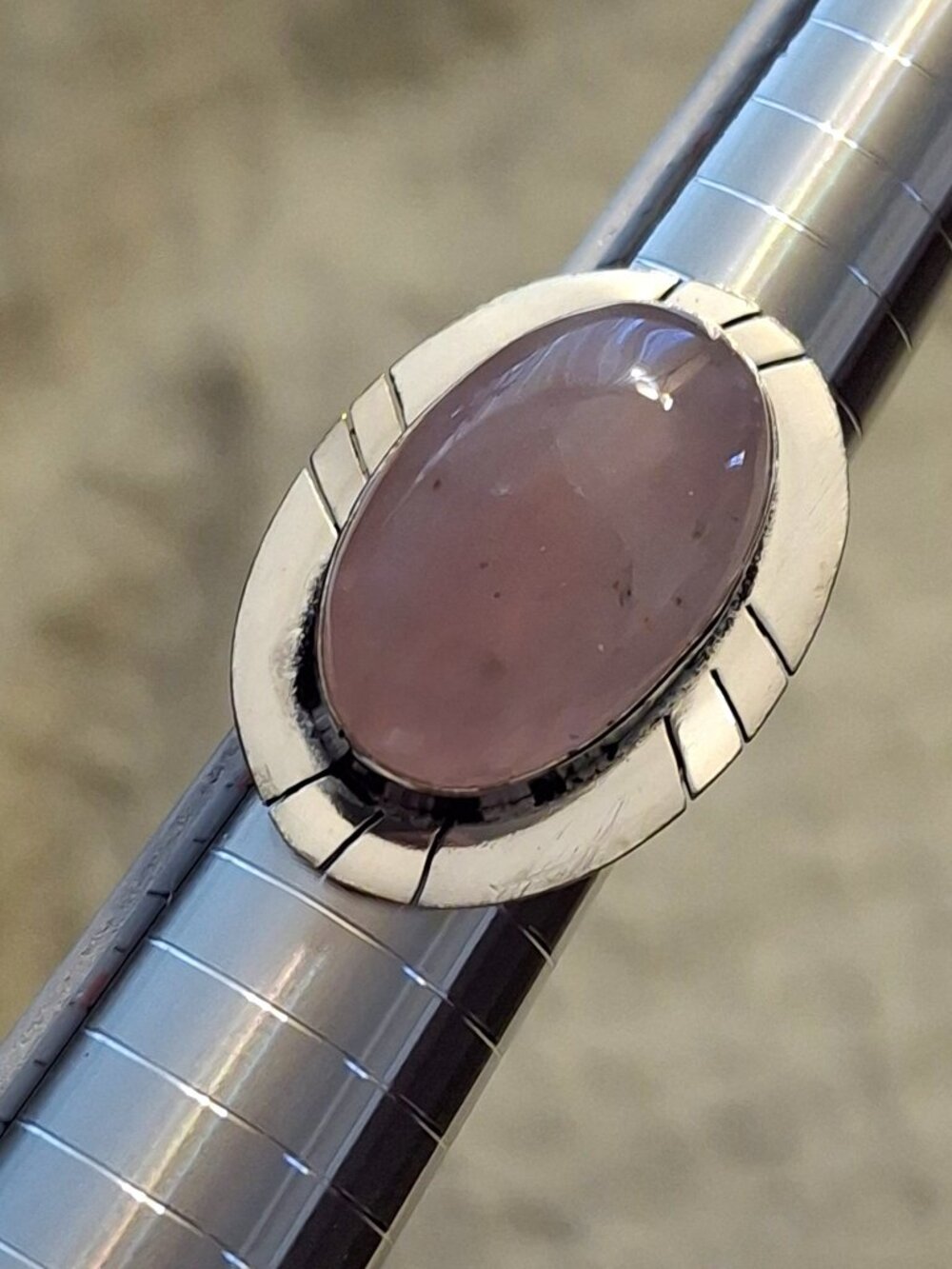 Rose Quartz Gemstone Ethnic Handmade Ring  358 NWOT